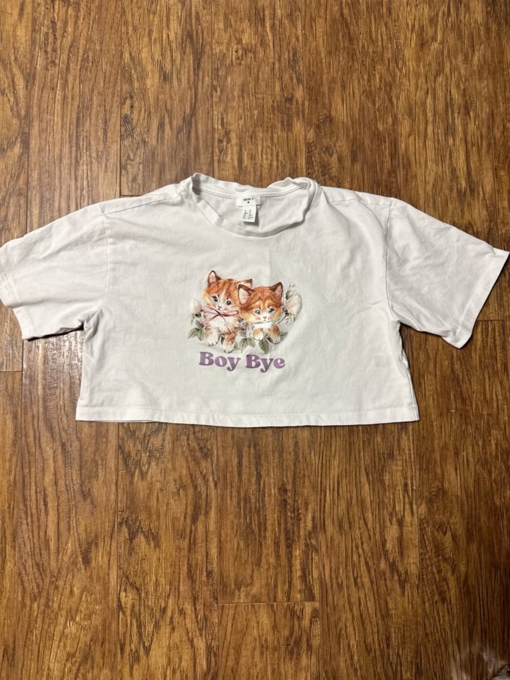 Forever 21 Kitten “Bye Boy” Cotton Crop Top Size XS